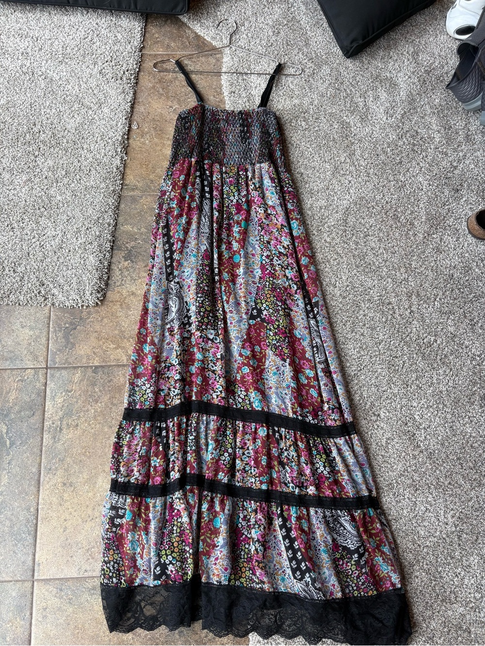 21 Black, Magenta & Teal Floral Maxi Dress